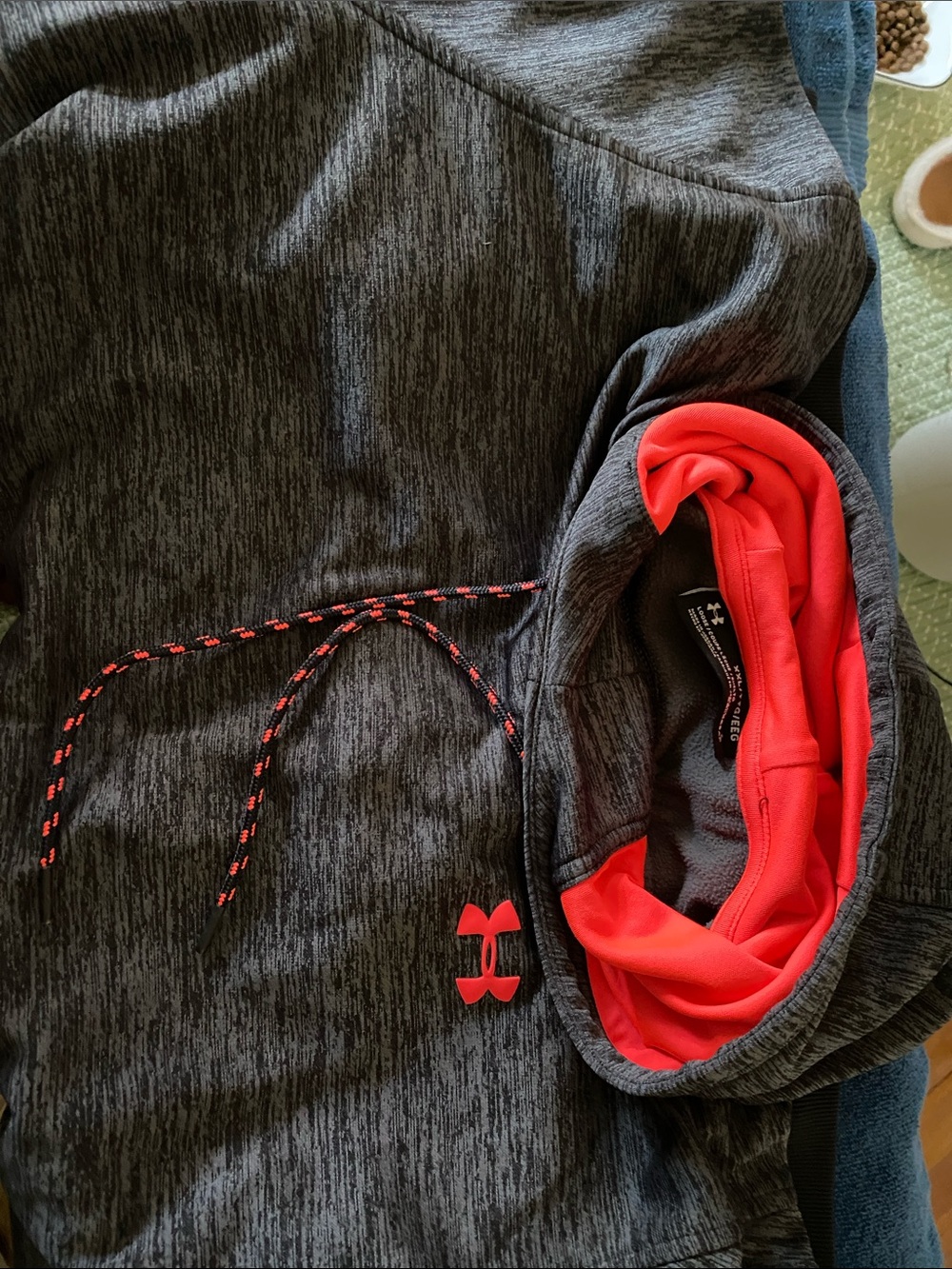 Under Armour Dark Charcoal Heather Hoodie with Red Lining